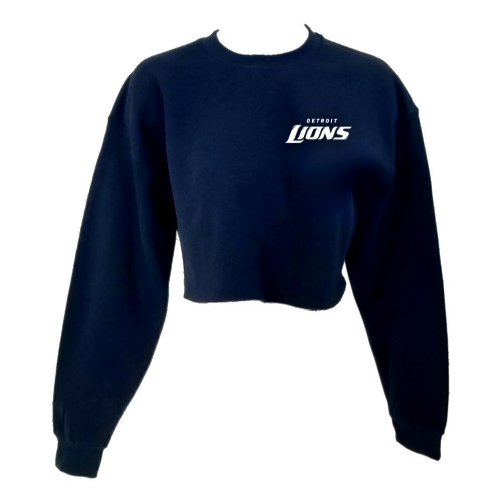 DETROIT LIONS Double Script Logo BLACK Cropped Crop Top Crewneck Sweatshirt y2k